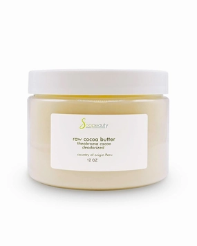 Soapeauty Cocoa Butter Raw Refined Deodorized 100% pure natural | Body, Hair & DIY Recipes, Lip Balms, Lotions, Creams, Stretch Marks | Non GMO, No Preservatives, Vegan | 12 oz