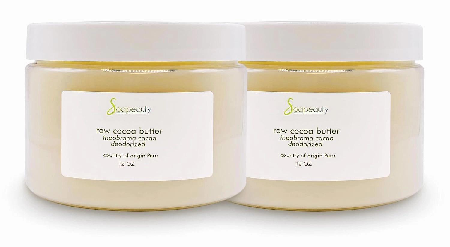 Soapeauty Cocoa Butter Raw Refined Deodorized 100% pure natural | Body, Hair & DIY Recipes, Lip Balms, Lotions, Creams, Stretch Marks | Non GMO, No Preservatives, Vegan | 24 oz (2 x 12 oz)