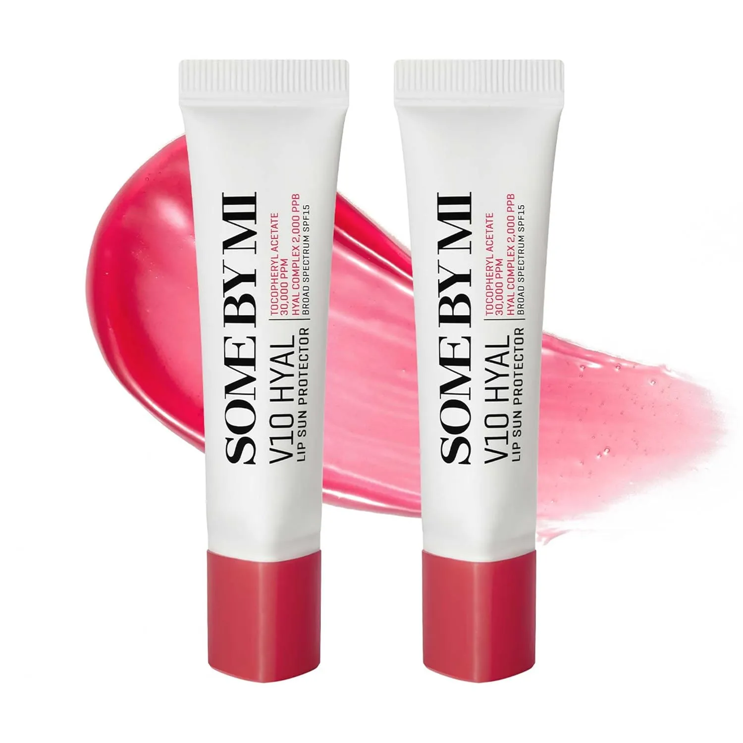 SOME BY MI V10 Hyal Lip Sun Protector Berry – Pack of 2, 0.46oz – Korean Tinted Glow SPF 15 Sunscreen Lip Balm for Dry & Sensitive Lips – Hydrating with Hyaluronic Acid & Vitamin E – Korean Skin Care