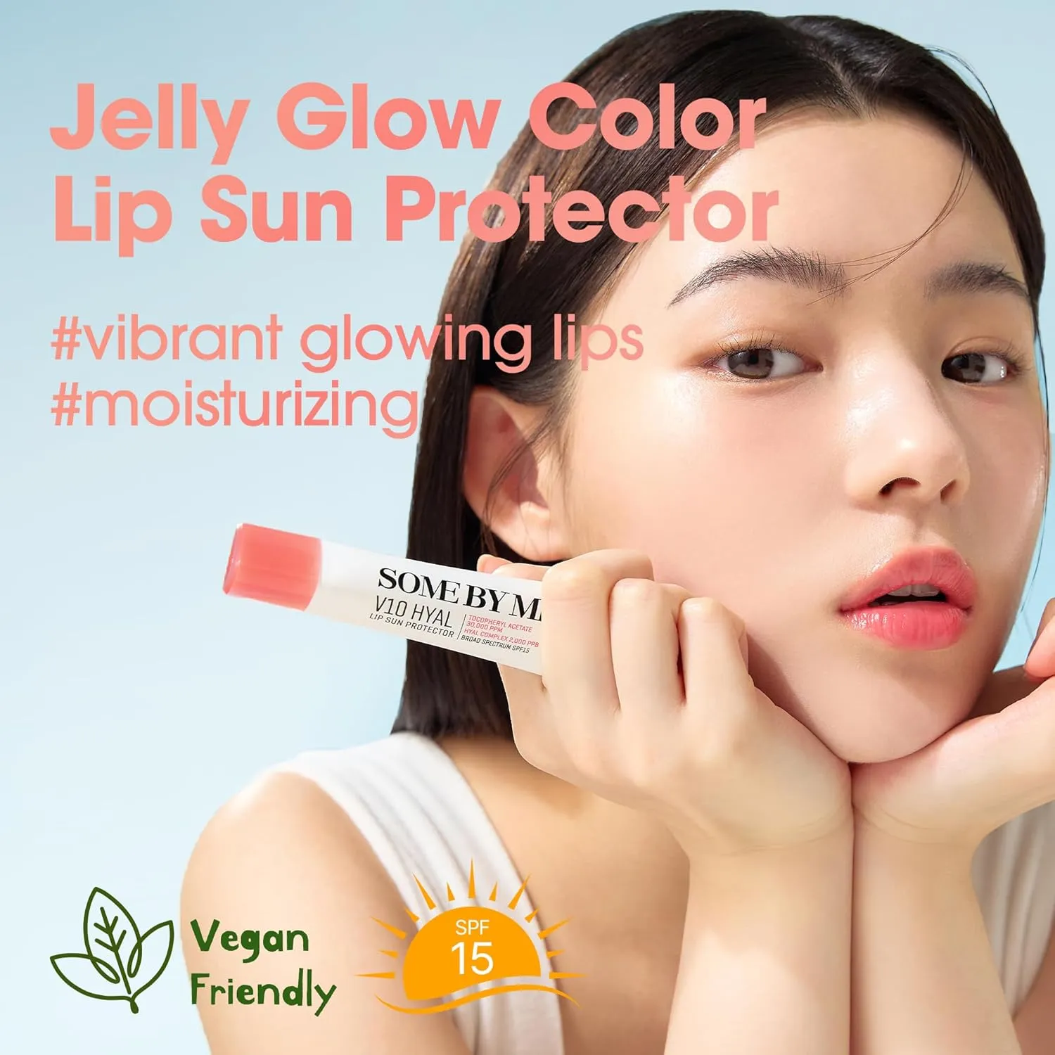 SOME BY MI V10 Hyal Lip Sun Protector Rosy – Pack of 2, 0.46oz – Korean Tinted Glow SPF 15 Sunscreen Lip Balm for Dry & Sensitive Lips – Hydrating with Hyaluronic Acid & Vitamin E – Korean Skin Care