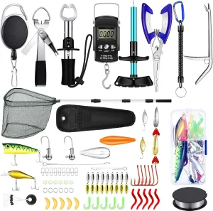Sosation 134 Pcs Fishing Tool Kit Fishing Gear and Equipment for Men Adults Pliers Kit, Hook Remover Tool, Lip Gripper Set, Lures Baits Tackle Accessories Gifts for Father's Day