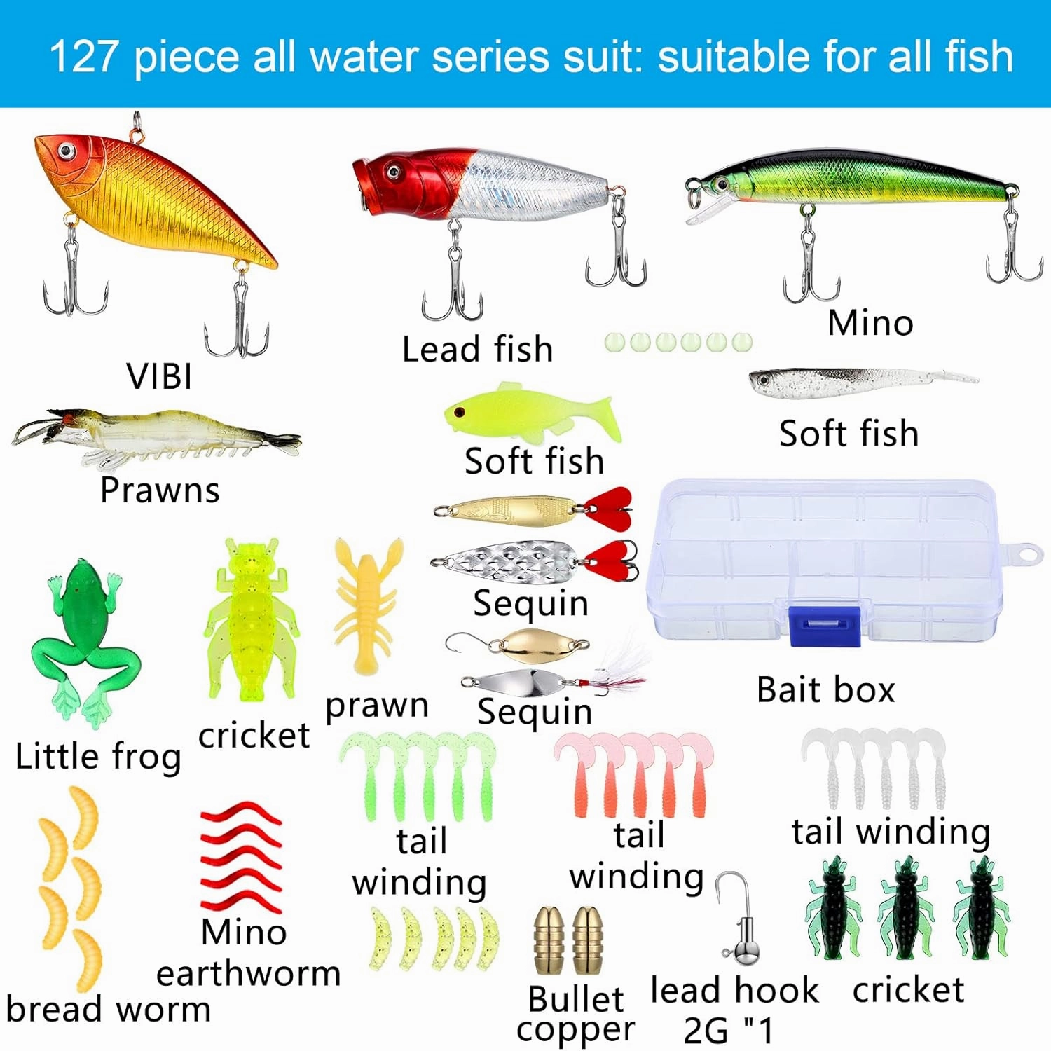 Sosation 134 Pcs Fishing Tool Kit Fishing Gear and Equipment for Men Adults, Include Hook Remover, Pliers Kit, Tackle Box with Tackle Included, Lures, Lip Gripper, Weigh Scale