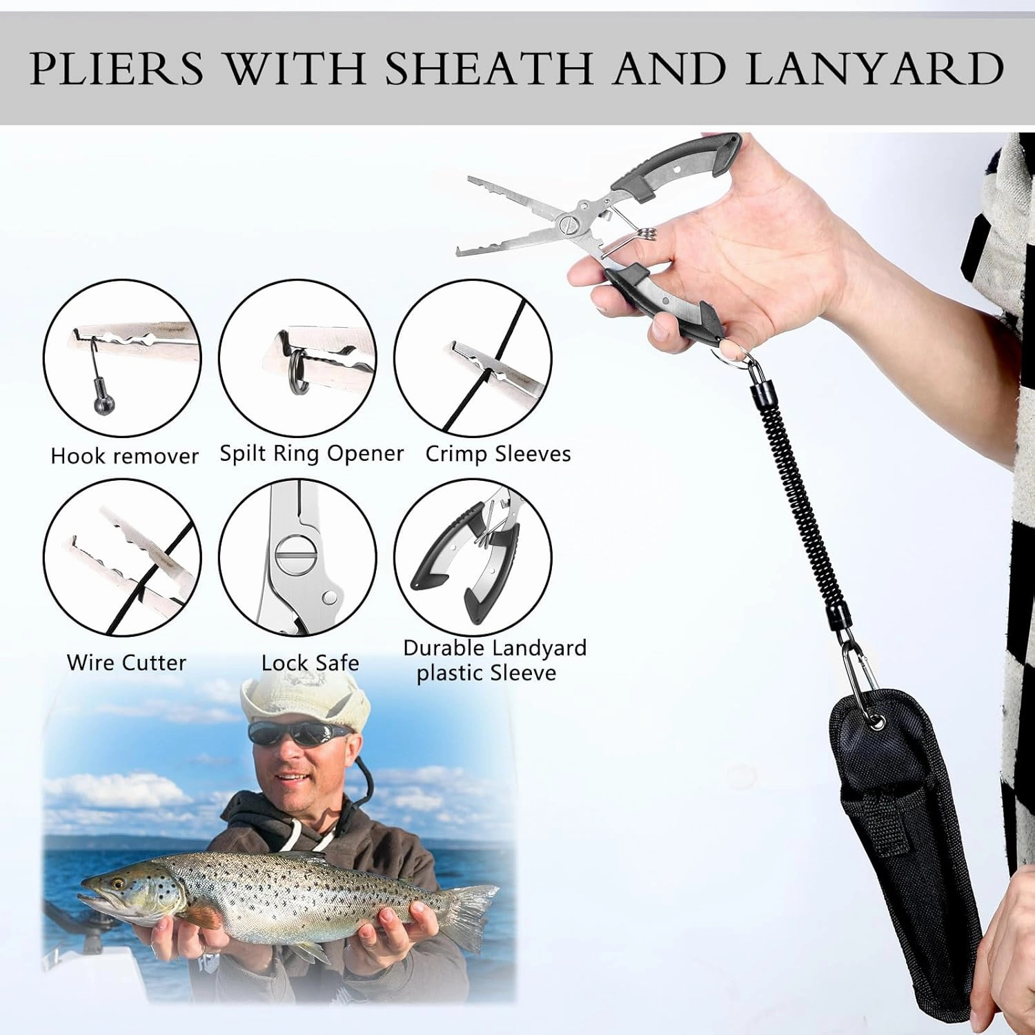 Sosation 134 Pcs Fishing Tool Kit Fishing Gear and Equipment for Men Adults, Include Hook Remover, Pliers Kit, Tackle Box with Tackle Included, Lures, Lip Gripper, Weigh Scale