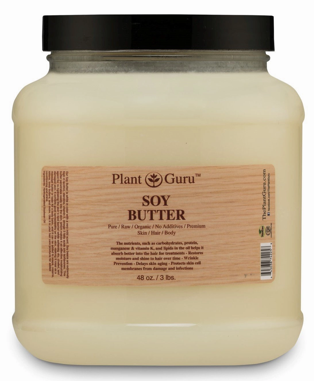 Soy Body Butter 3 lb. 100% Pure Raw Fresh Natural Cold Pressed. Skin Body and Hair Moisturizer, DIY Creams, Balms, Lotions, Soaps.
