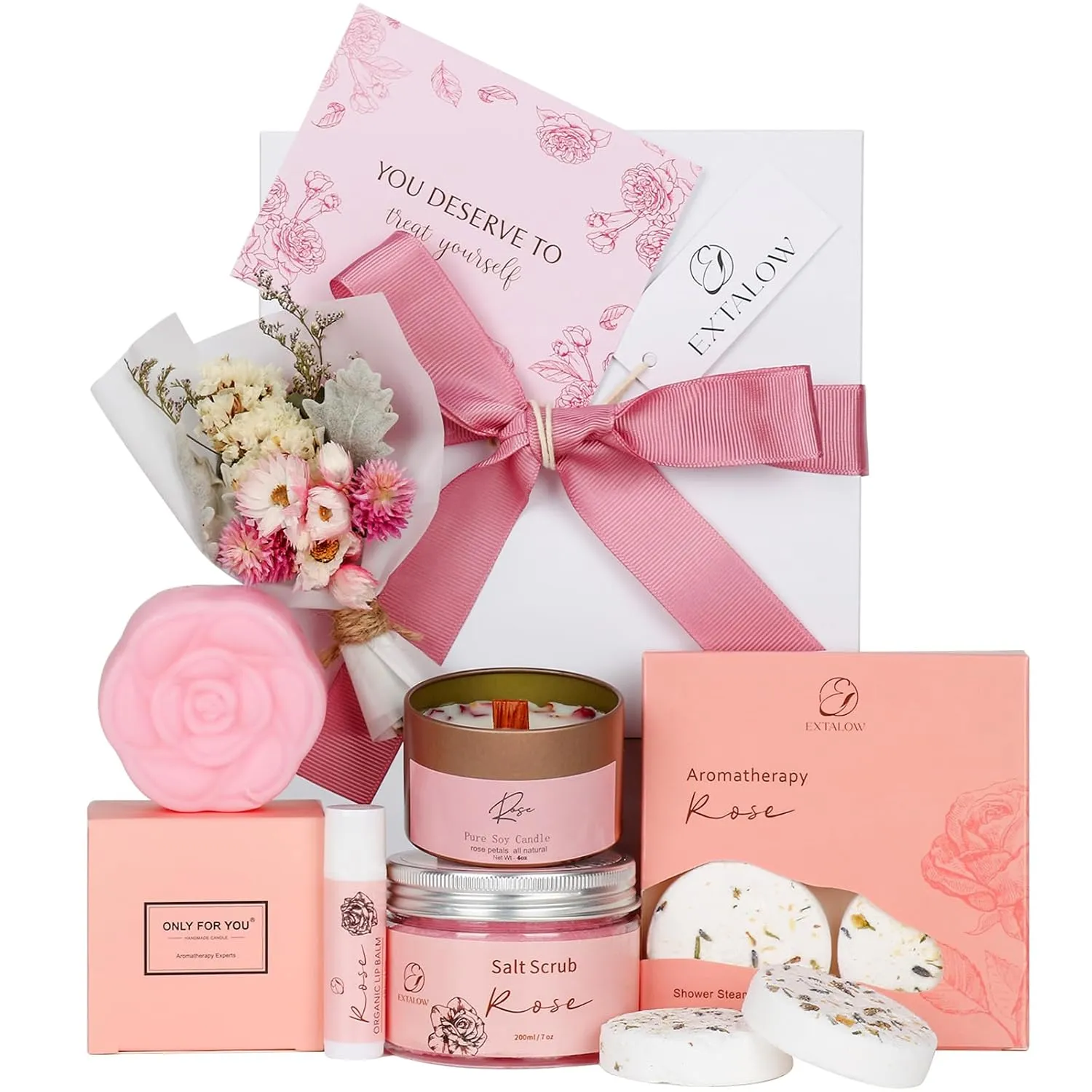 Spa Gifts for Women Bath and Body Gift Basket Mothers Day Gifts Rose Home Spa Set Self Care Gifts for Mom Sister Her Wife Birthday Gift for Women Spa Kit Care Package Thank You Gifts