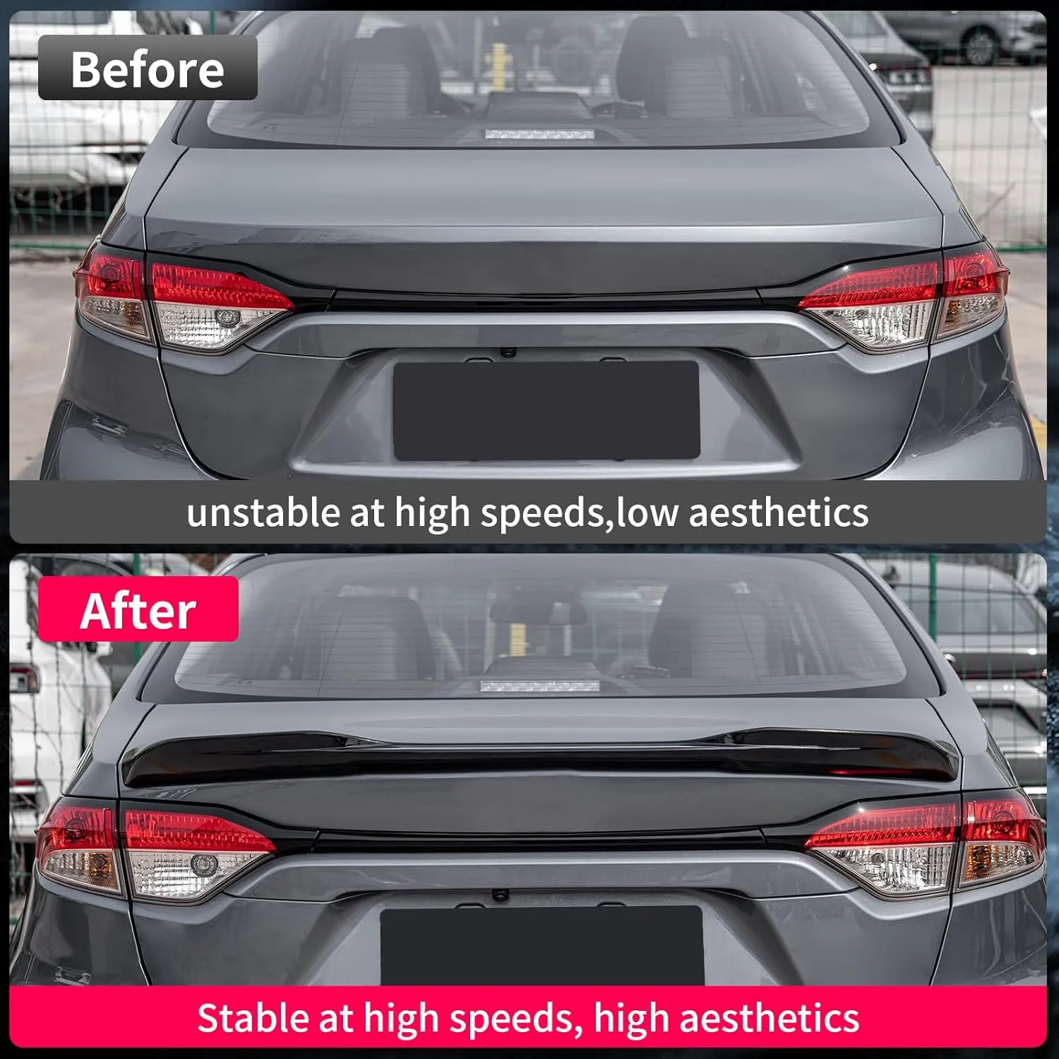 Spoiler Wing Compatible with 2020-2025 Toyota Corolla Sedan ABS Plastic Rear Trunk Spoiler Wing Tail Lip for Toyota Corolla Sedan Accessories (Glossy Black)