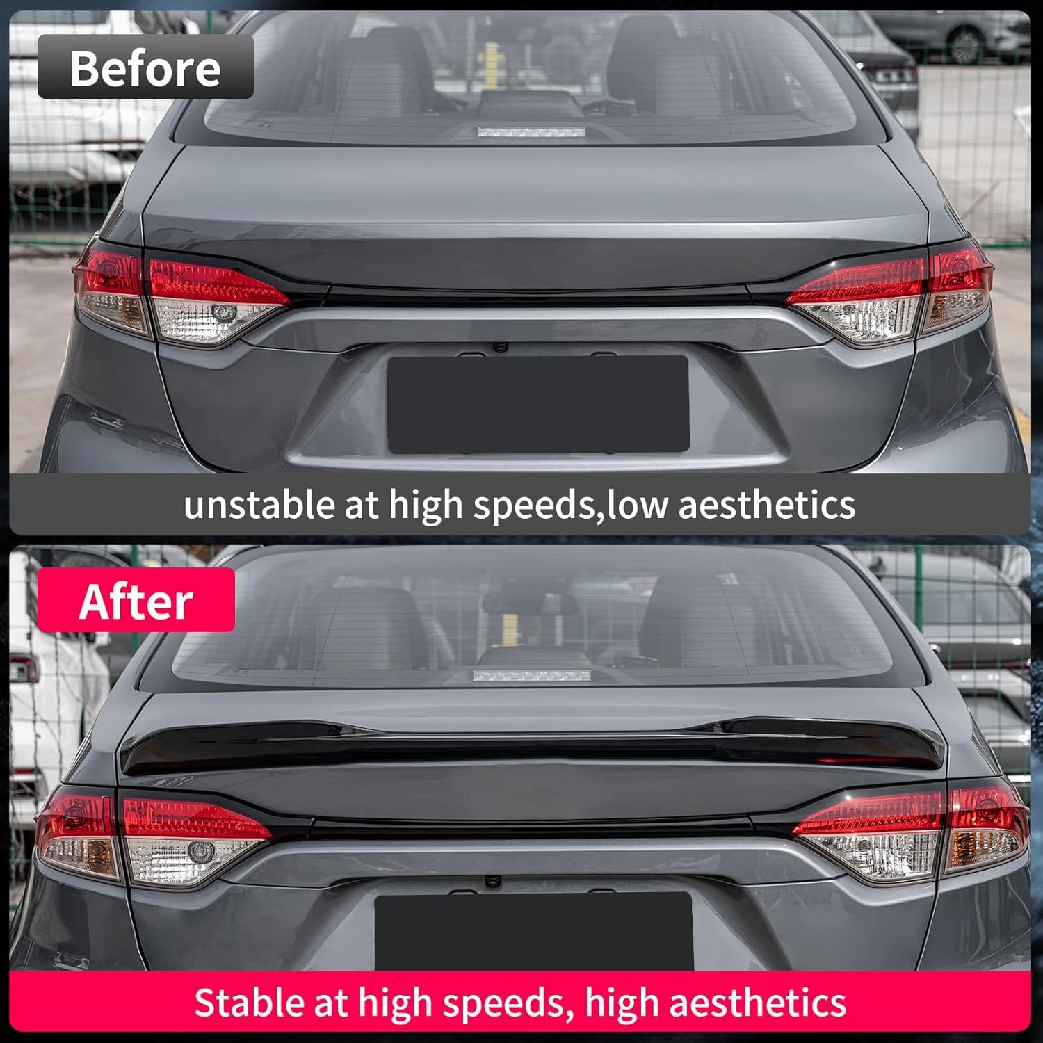 Spoiler Wing Compatible with 2020-2025 Toyota Corolla Sedan ABS Plastic Rear Trunk Spoiler Wing Tail Lip for Toyota Corolla Sedan Accessories (Glossy Black)