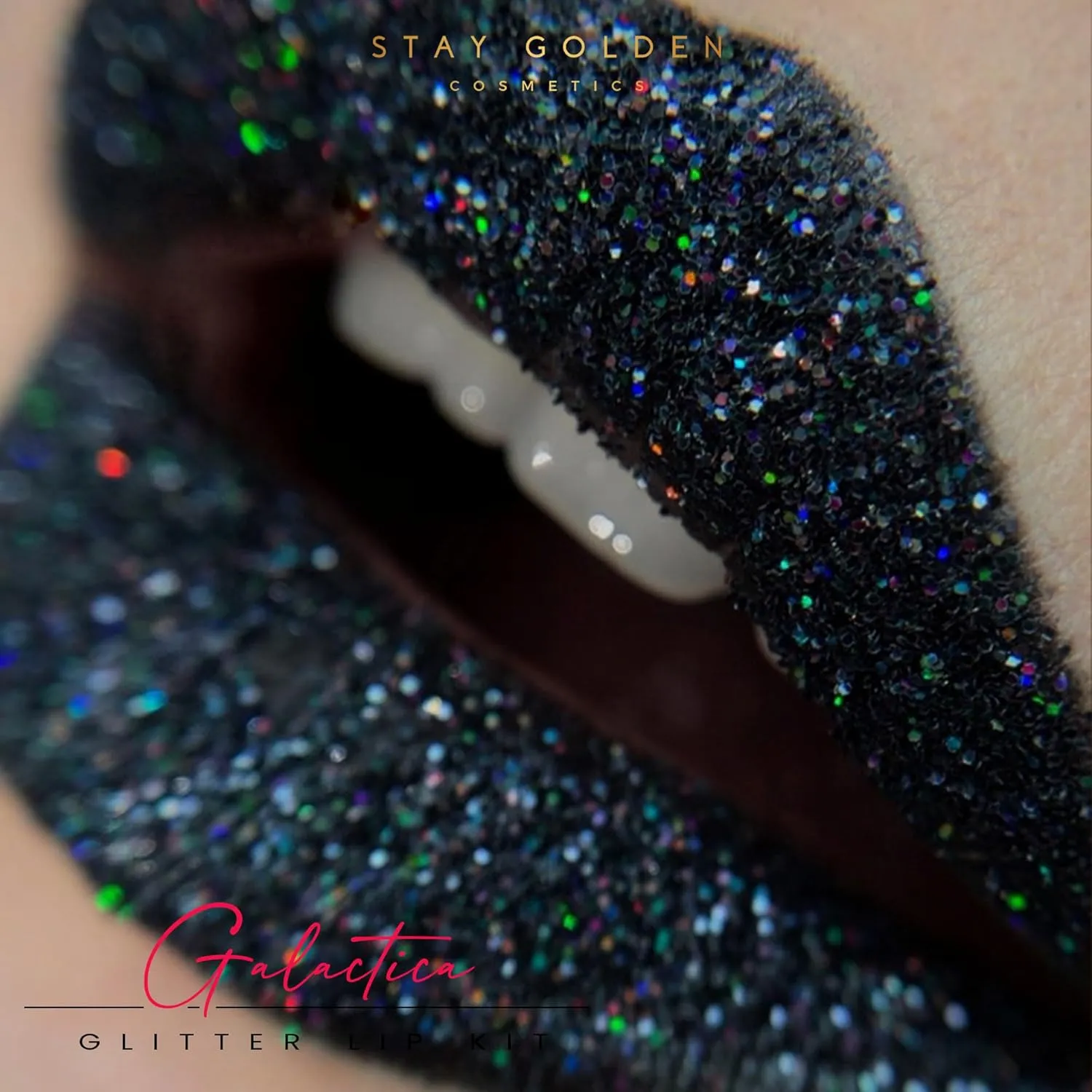 Stay Golden Cosmetics Galactica Glitter Lip Kit with Lip Liner, Smudge Proof, Long Lasting 3oz
