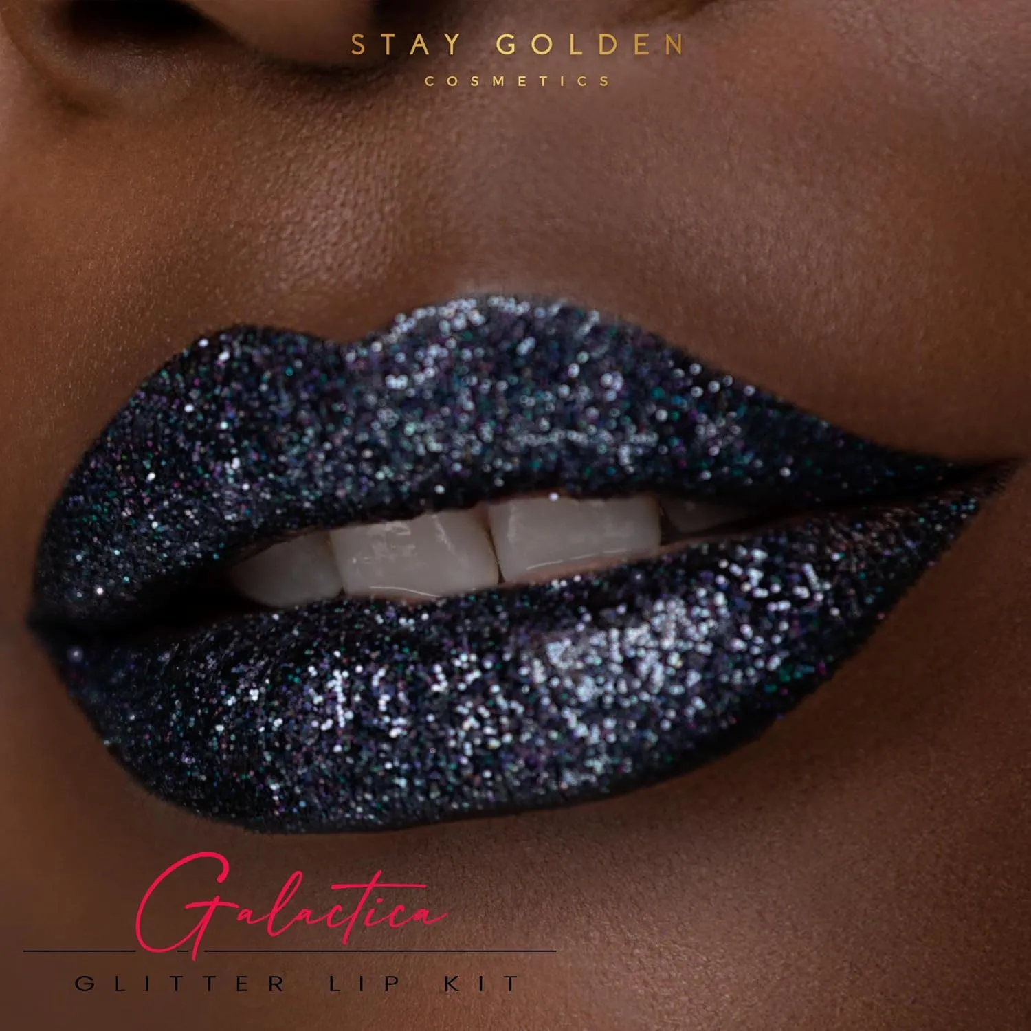 Stay Golden Cosmetics Galactica Glitter Lip Kit with Lip Liner, Smudge Proof, Long Lasting 3oz