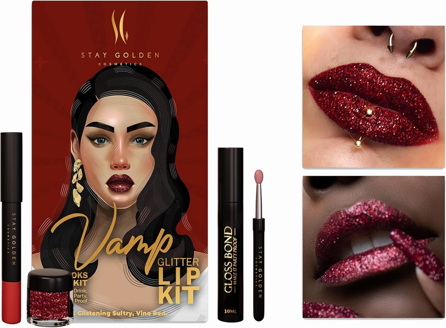 STAY GOLDEN COSMETICS Vamp Glitter Lip Kit with Jumbo Lip Liner