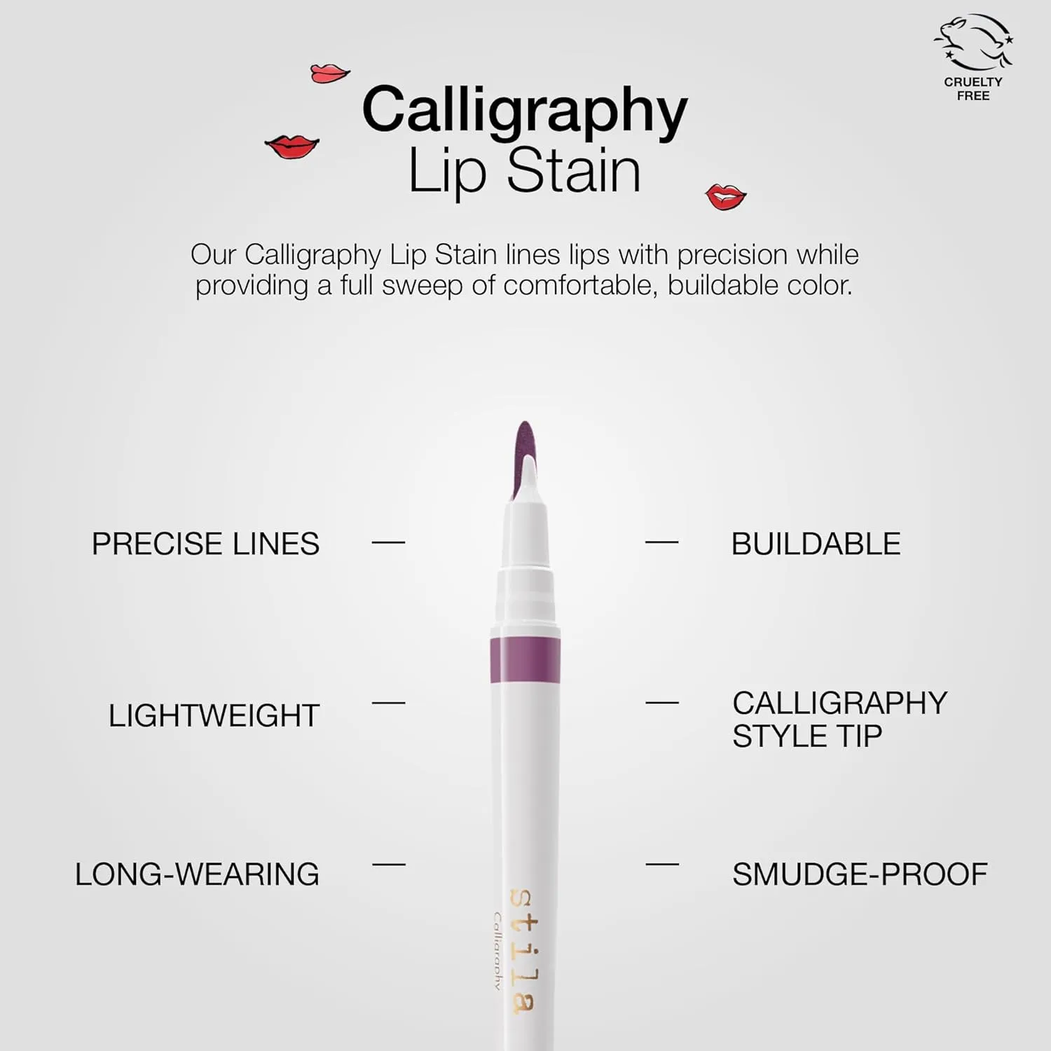 stila Calligraphy Lip Stain Long-Lasting Tint, Moisturizing, Transfer-Proof, Lightweight, Sheer Buildable Color, Fades to a Natural Wash of Colors