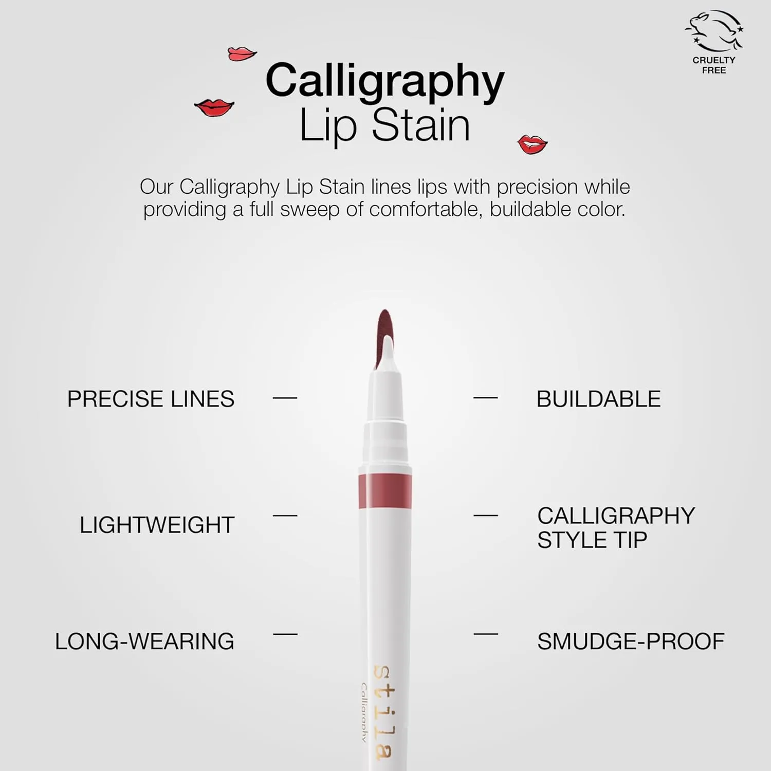 stila Calligraphy Lip Stain Long-Lasting Tint, Moisturizing, Transfer-Proof, Lightweight, Sheer Buildable Color, Fades to a Natural Wash of Colors