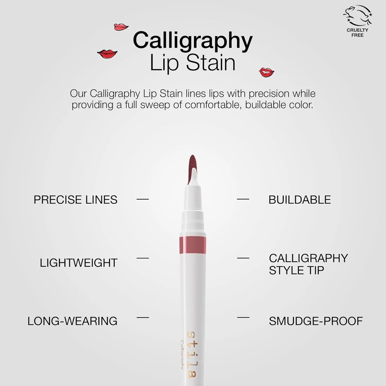 stila Calligraphy Lip Stain Long-Lasting Tint, Moisturizing, Transfer-Proof, Lightweight, Sheer Buildable Color, Fades to a Natural Wash of Colors