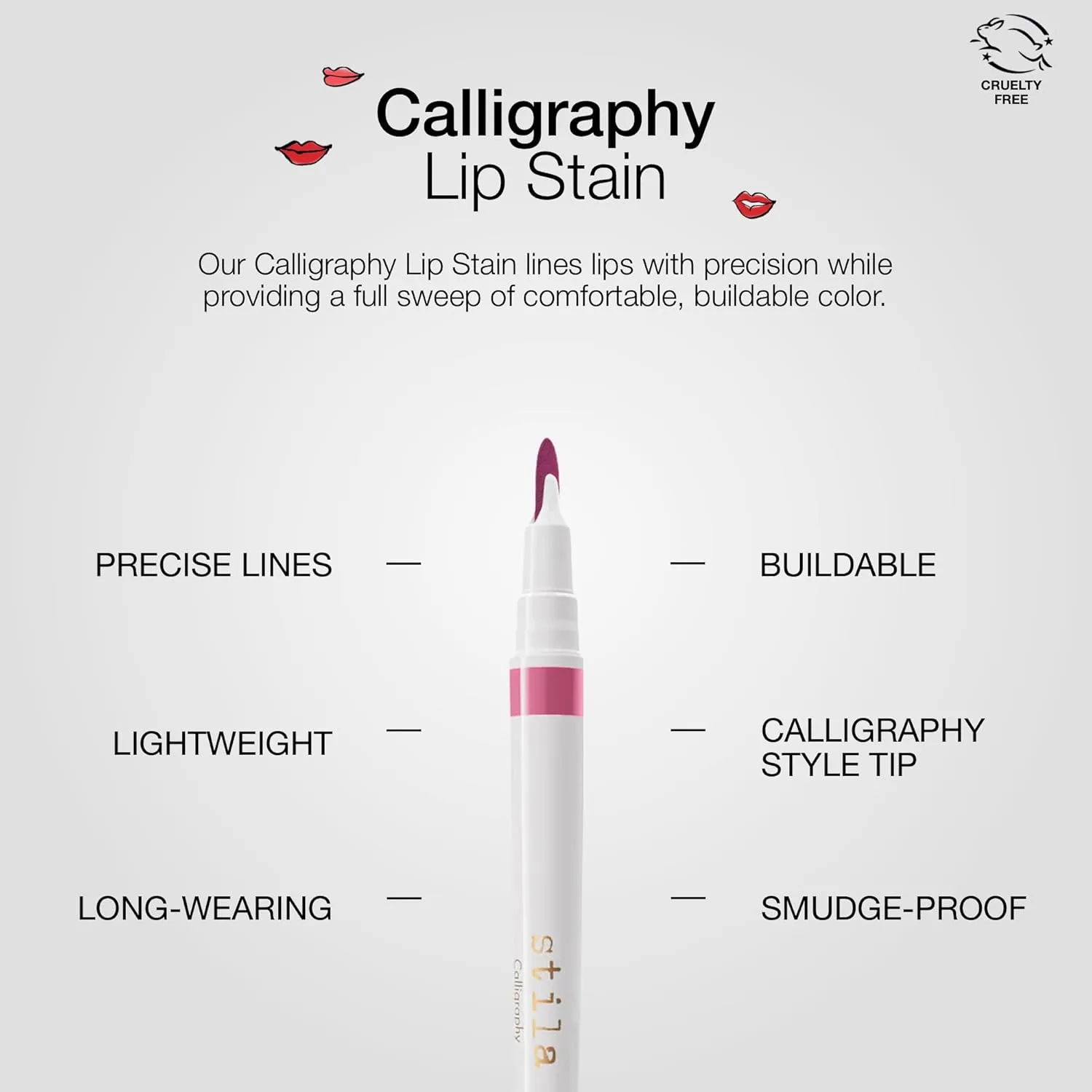 stila Calligraphy Lip Stain Long-Lasting Tint, Moisturizing, Transfer-Proof, Lightweight, Sheer Buildable Color, Fades to a Natural Wash of Colors