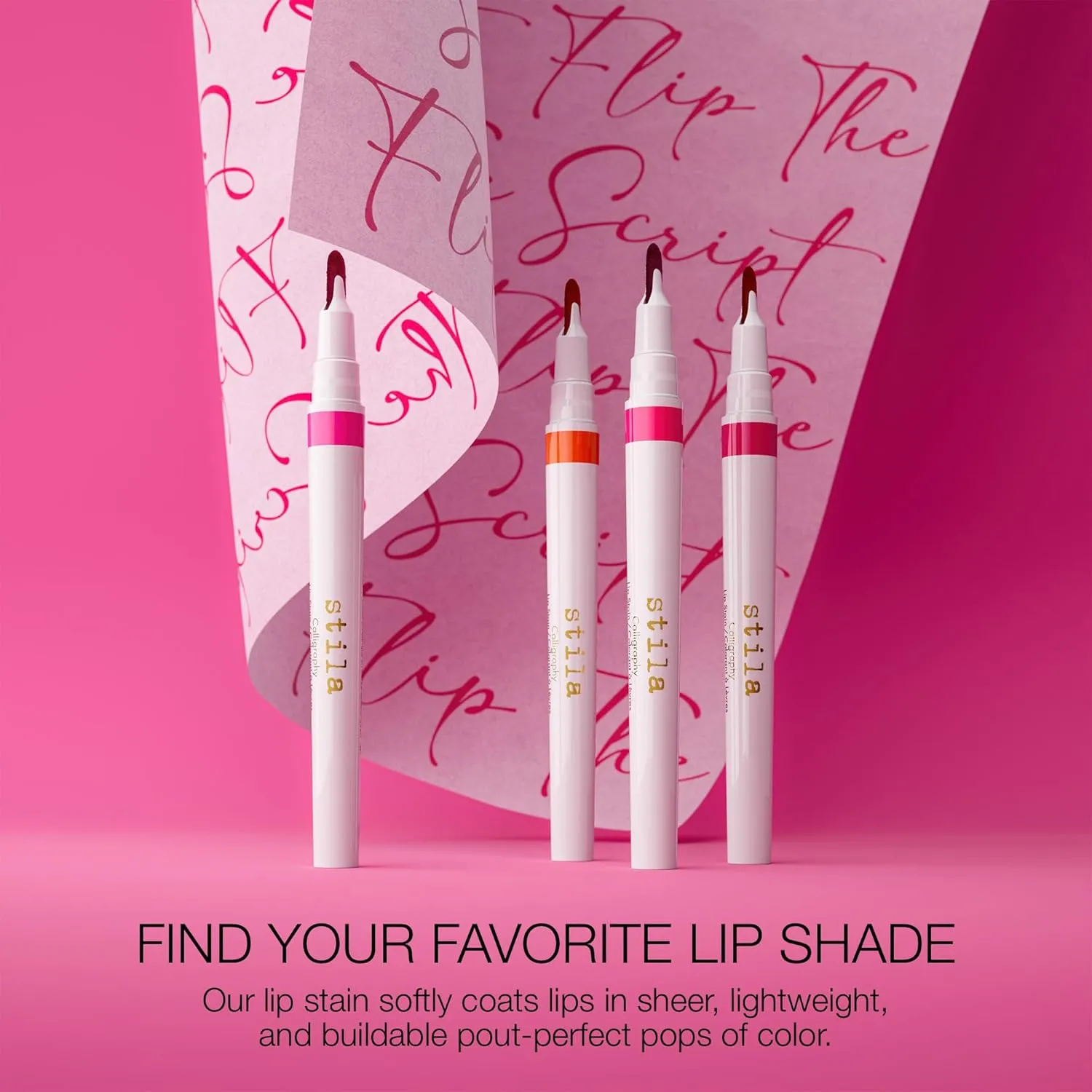 stila Calligraphy Lip Stain Long-Lasting Tint, Moisturizing, Transfer-Proof, Lightweight, Sheer Buildable Color, Fades to a Natural Wash of Colors