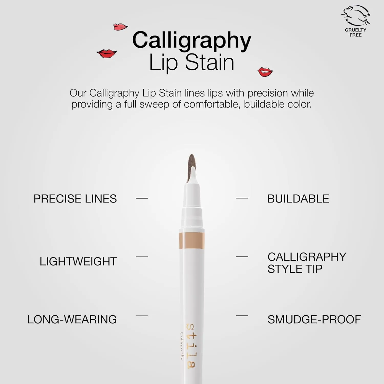 stila Calligraphy Lip Stain Long-Lasting Tint, Moisturizing, Transfer-Proof, Lightweight, Sheer Buildable Color, Fades to a Natural Wash of Colors