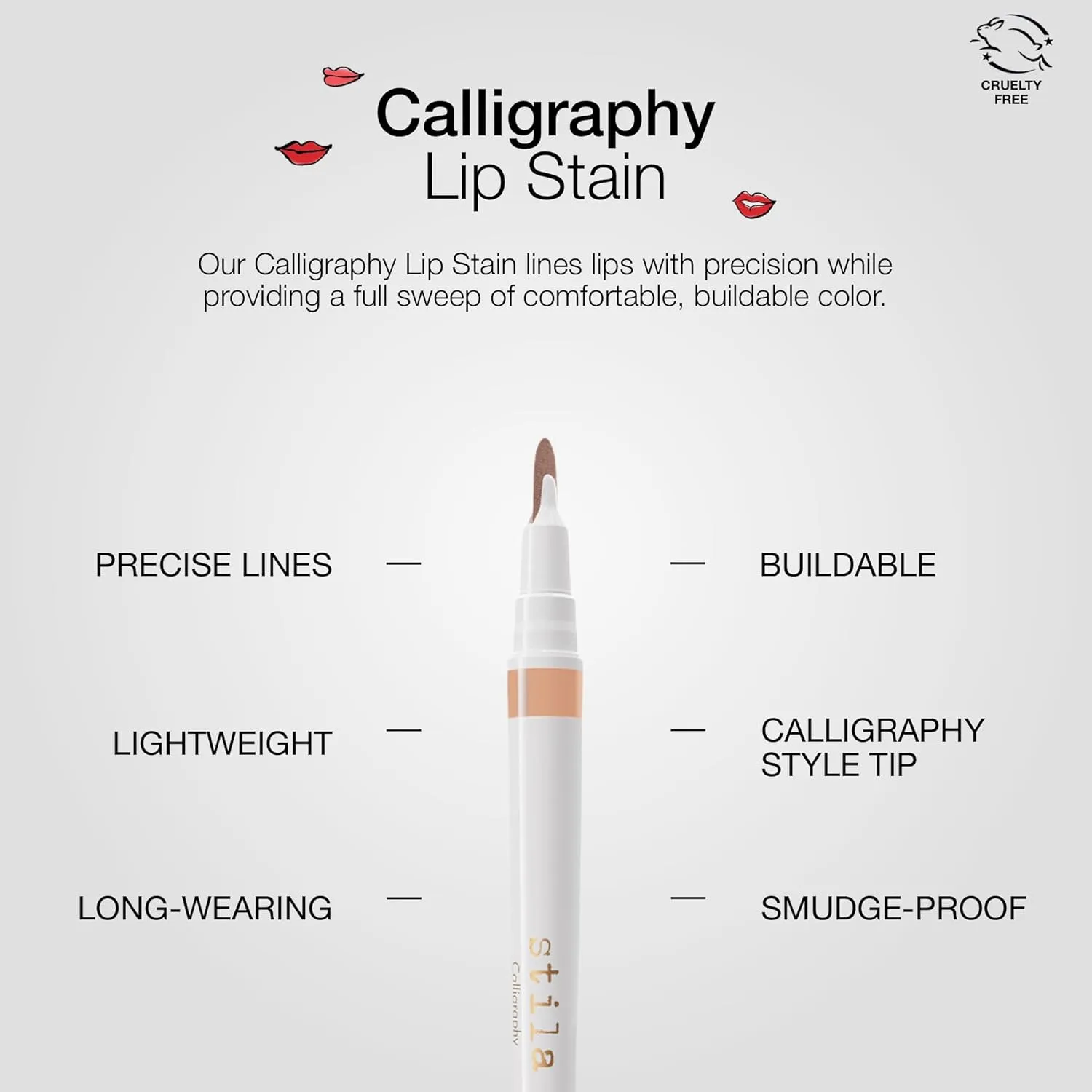 stila Calligraphy Lip Stain Long-Lasting Tint, Moisturizing, Transfer-Proof, Lightweight, Sheer Buildable Color, Fades to a Natural Wash of Colors
