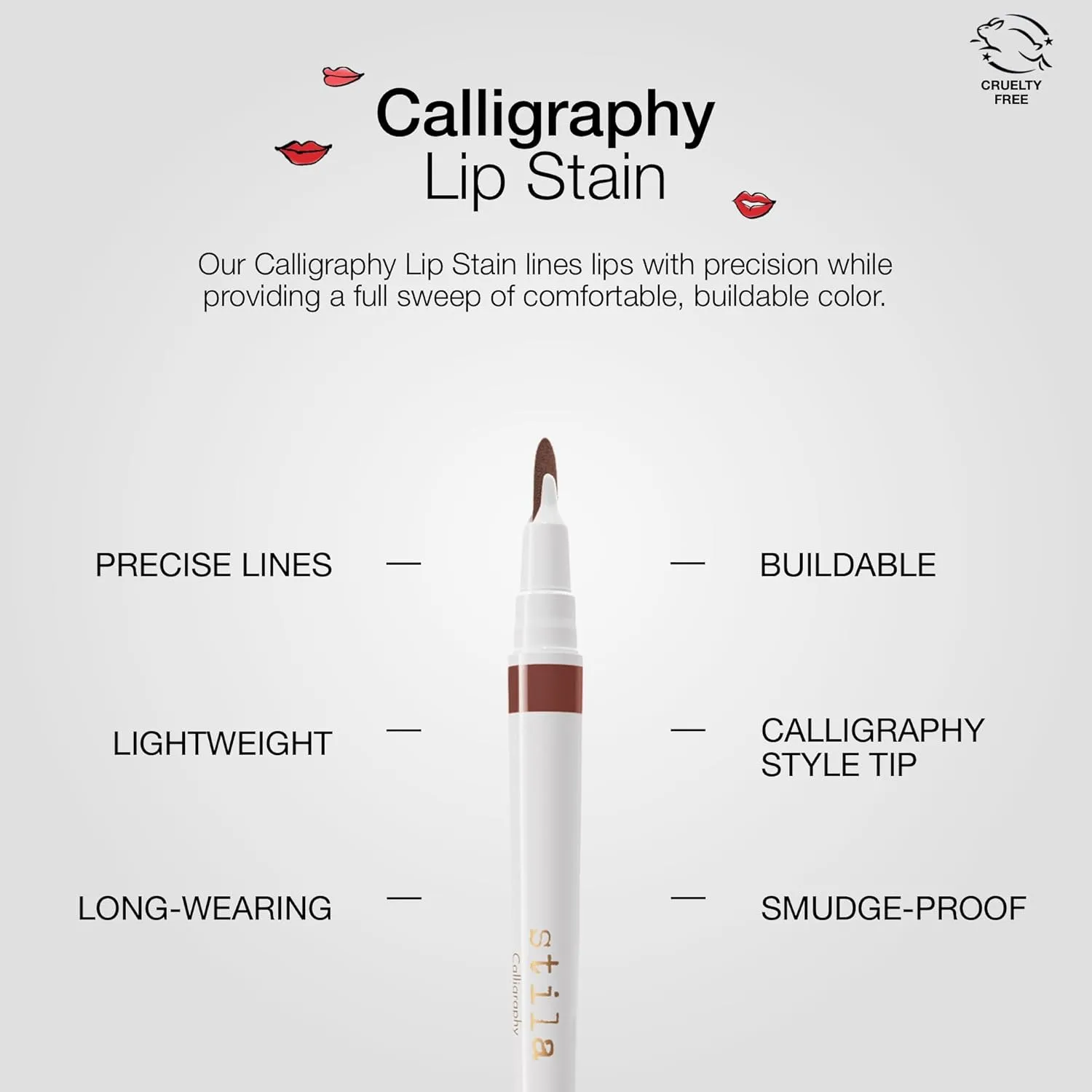 stila Calligraphy Lip Stain Long-Lasting Tint, Moisturizing, Transfer-Proof, Lightweight, Sheer Buildable Color, Fades to a Natural Wash of Colors