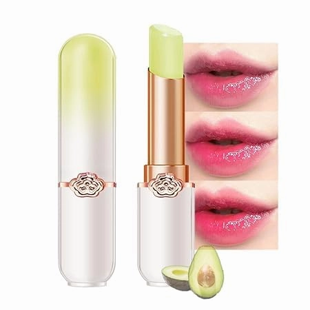 Strawberry Blueberry Tinted Lip Balms ，Peach Color Changing Lipstick,Moisturizer Long Lasting Lip Care Lip Balm Magic Lip Gloss Lip Tint Stain Gloss Set for Women (1pc Avocado)