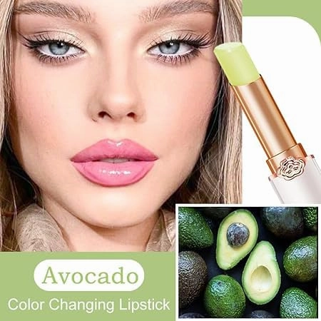 Strawberry Blueberry Tinted Lip Balms ，Peach Color Changing Lipstick,Moisturizer Long Lasting Lip Care Lip Balm Magic Lip Gloss Lip Tint Stain Gloss Set for Women (1pc Avocado)