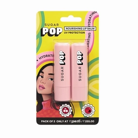 SUGAR POP.. Nourishing Lip Balm Pack of 2 | Shea-Butter & Avocado Oil Infused | Moisturizing & Hydrating | Intense Care | 9 gm - Cherry and Strawberry (Blister Duo)