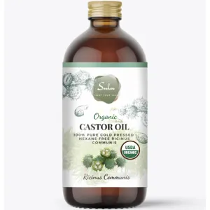 SULU ORGANICS Castor Oil- USDA Certified Organic(16 fl.oz Glass Bottle) Cold Pressed Hexane Free- 100% Pure