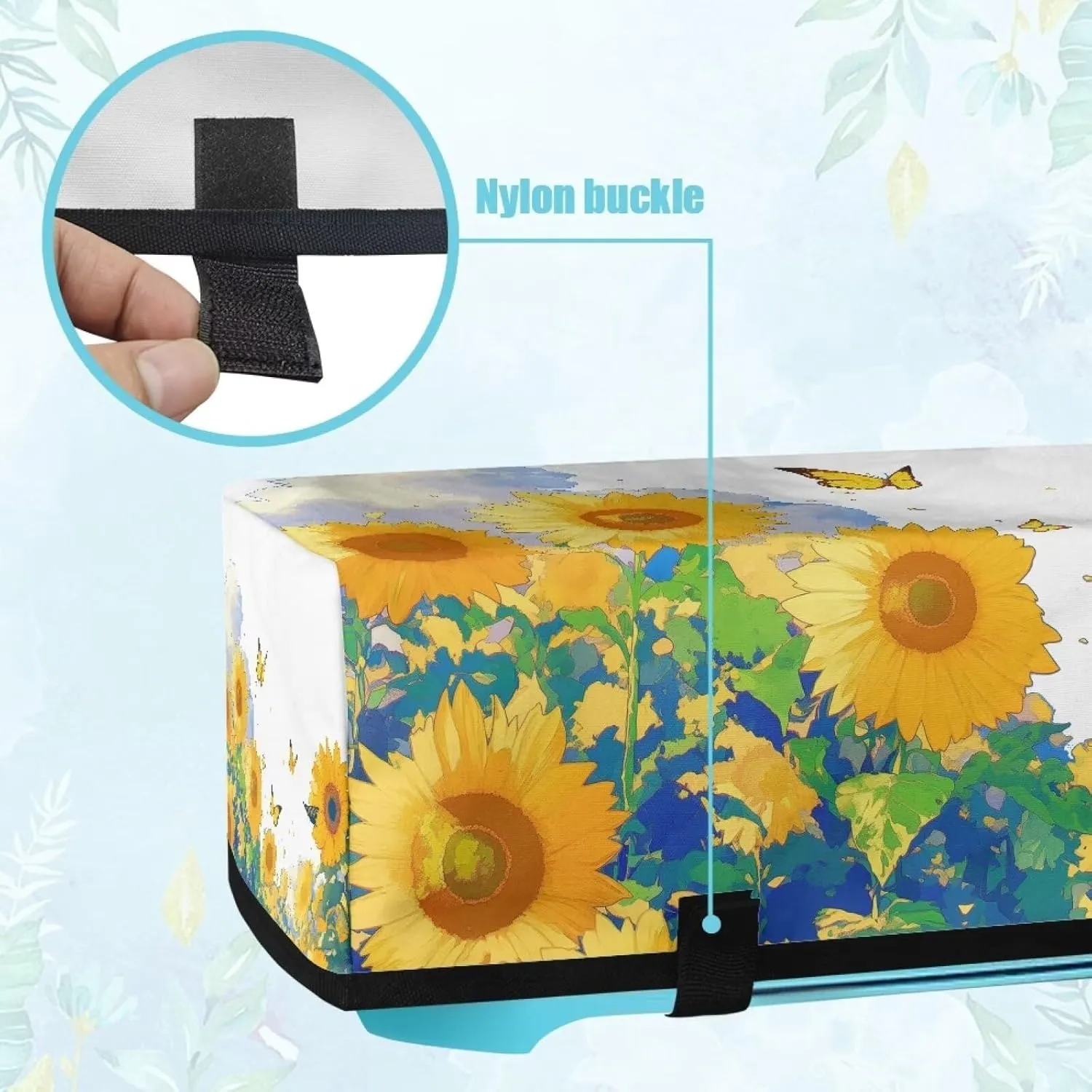 Sunflower Butterfly Pattern DIY Scrapbooking Die-Cut Machine Cover with 3 Pockets Carrying Bag Compatible with Cricut Explore Air,21 X 6.5X 5.3inches