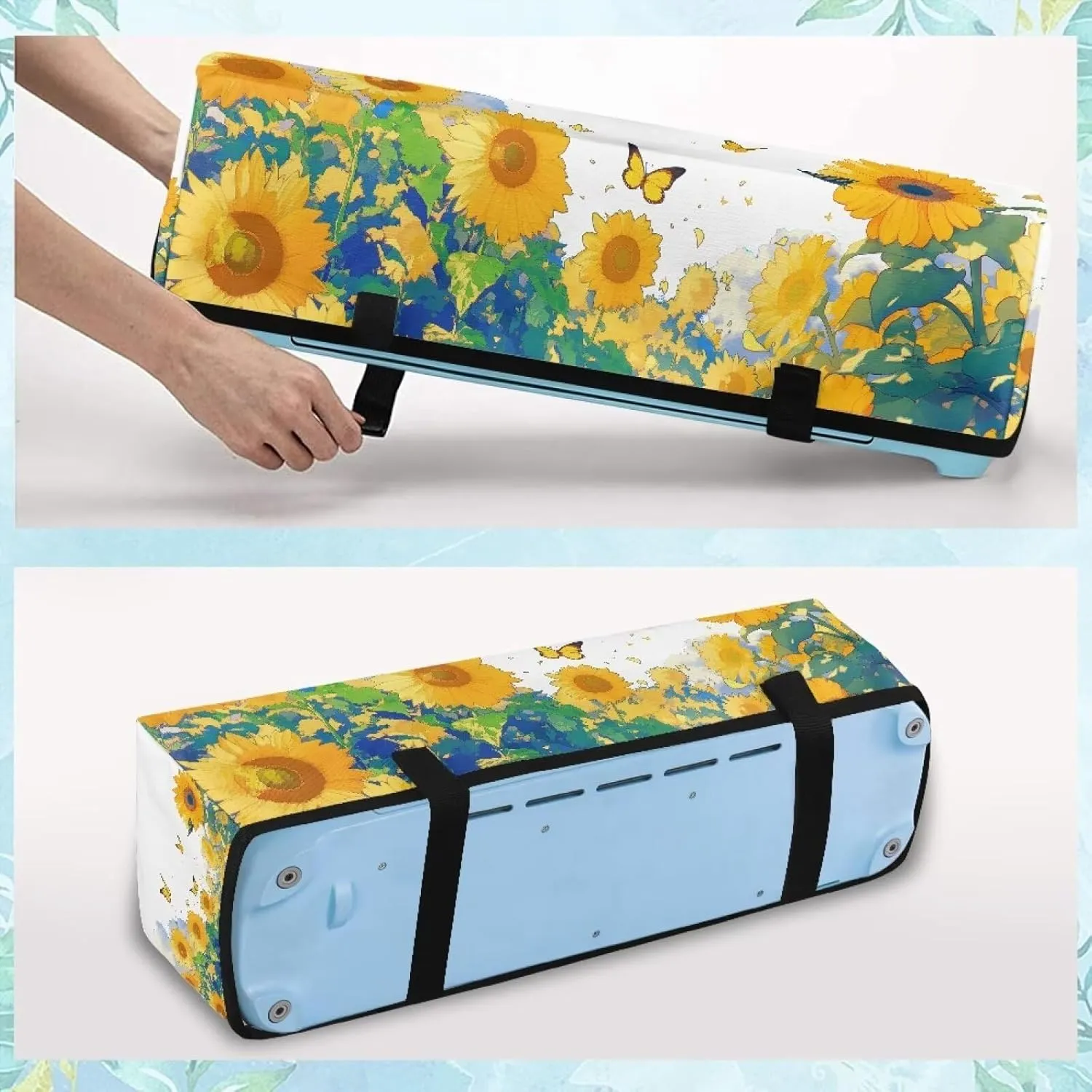 Sunflower Butterfly Pattern DIY Scrapbooking Die-Cut Machine Cover with 3 Pockets Carrying Bag Compatible with Cricut Explore Air,21 X 6.5X 5.3inches