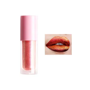 Super multichrome shine Lip Gloss,Glitter Waterproof Lip Gloss, Holographic Lipgloss,Fuller-Looking Lips,Easy Application,Moisturizing,Vegan & Cruelty Free Shinning Lip Gloss Set (#17, standard)