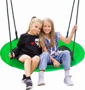 SUPER DEAL 40 Inch Green Saucer Tree Swing Set for Kids Adults 800lb Weight Capacity Waterproof Flying Swing Seat Textilene Fabric with Adjustable Hanging Ropes for Outdoor Playground, Backyard