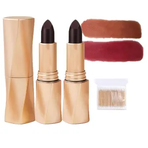 Swarous Multi-Functional Long-Lasting Color Lipstick, Matte Lip Lipstick, Black Luxury Velvet Non-Stick Cup Lipstick, Waterproof Lipstick Makeup, Natural Lip Stain Gloss (#2 #3, one size)