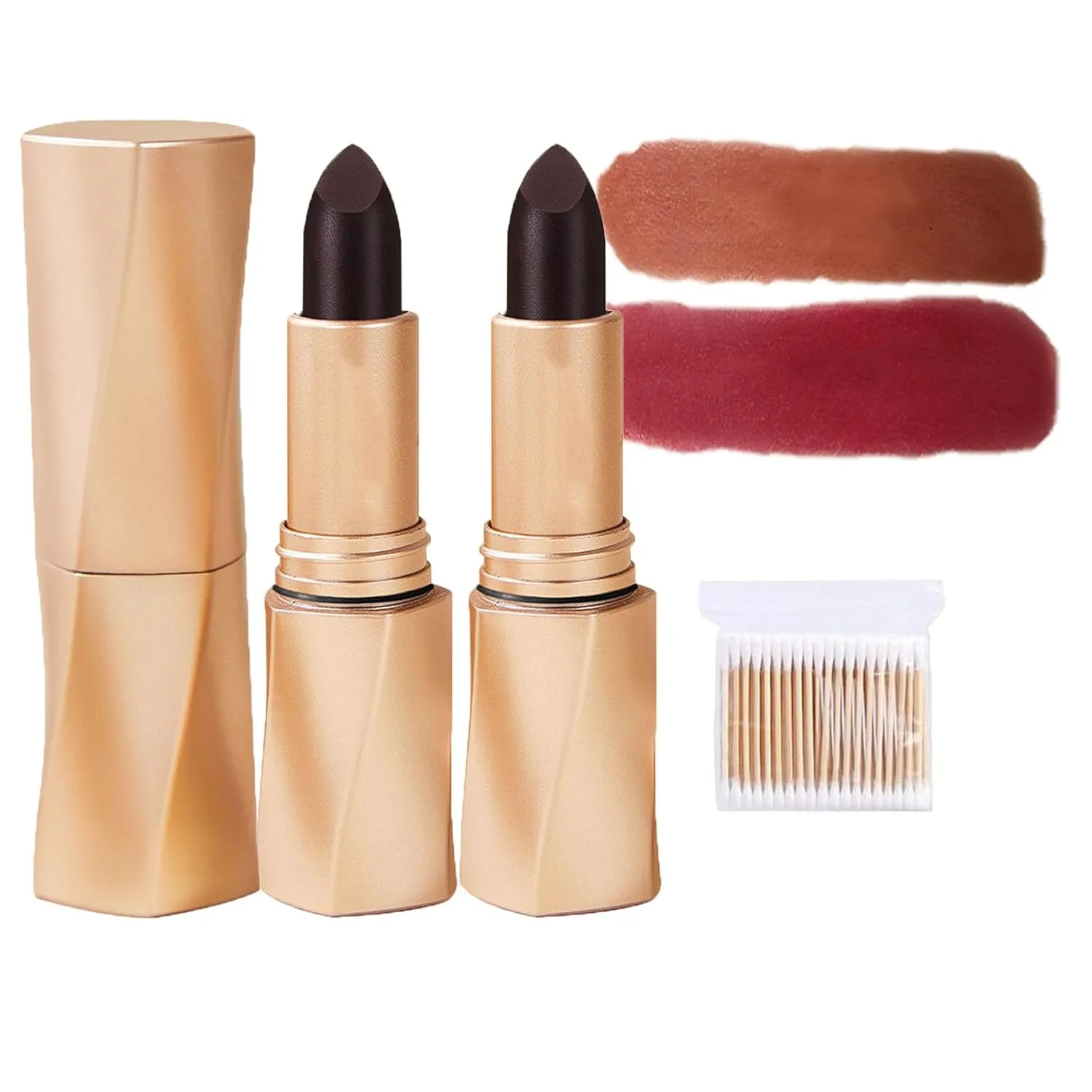 Swarous Multi-Functional Long-Lasting Color Lipstick, Matte Lip Lipstick, Black Luxury Velvet Non-Stick Cup Lipstick, Waterproof Lipstick Makeup, Natural Lip Stain Gloss (#2 #3, one size)