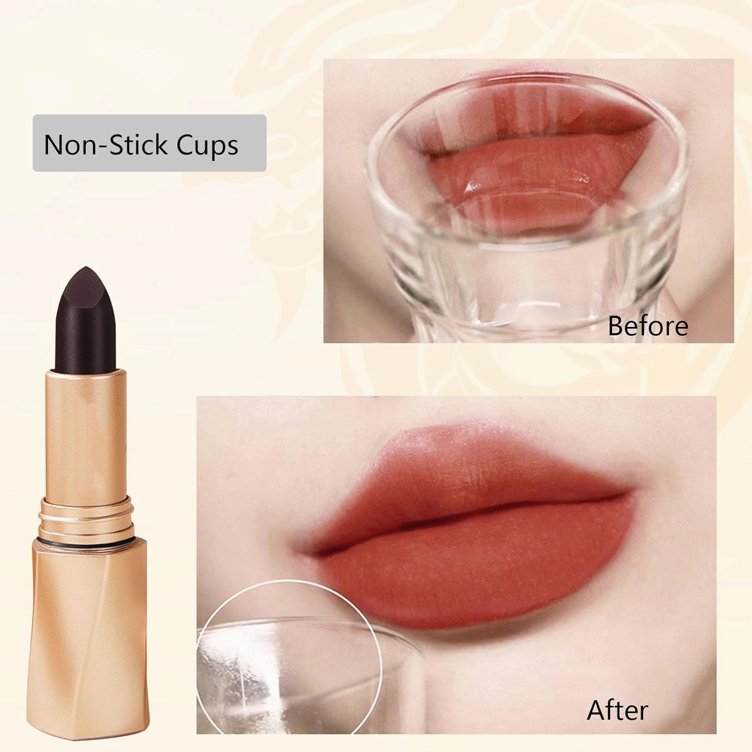 Swarous Multi-Functional Long-Lasting Color Lipstick, Matte Lip Lipstick, Black Luxury Velvet Non-Stick Cup Lipstick, Waterproof Lipstick Makeup, Natural Lip Stain Gloss (#1  #4, one size)