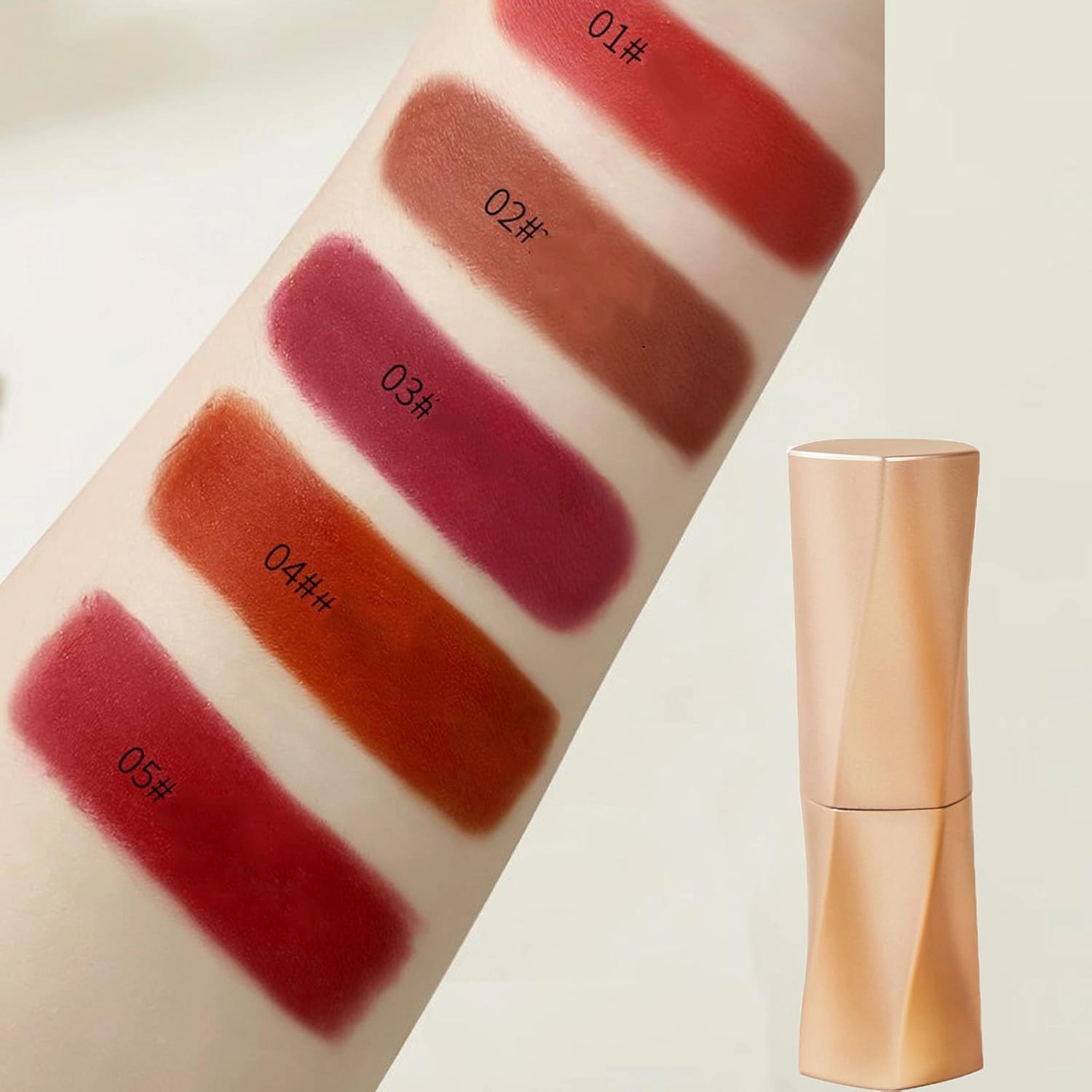Swarous Multi-Functional Long-Lasting Color Lipstick, Matte Lip Lipstick, Black Luxury Velvet Non-Stick Cup Lipstick, Waterproof Lipstick Makeup, Natural Lip Stain Gloss (#1  #4, one size)