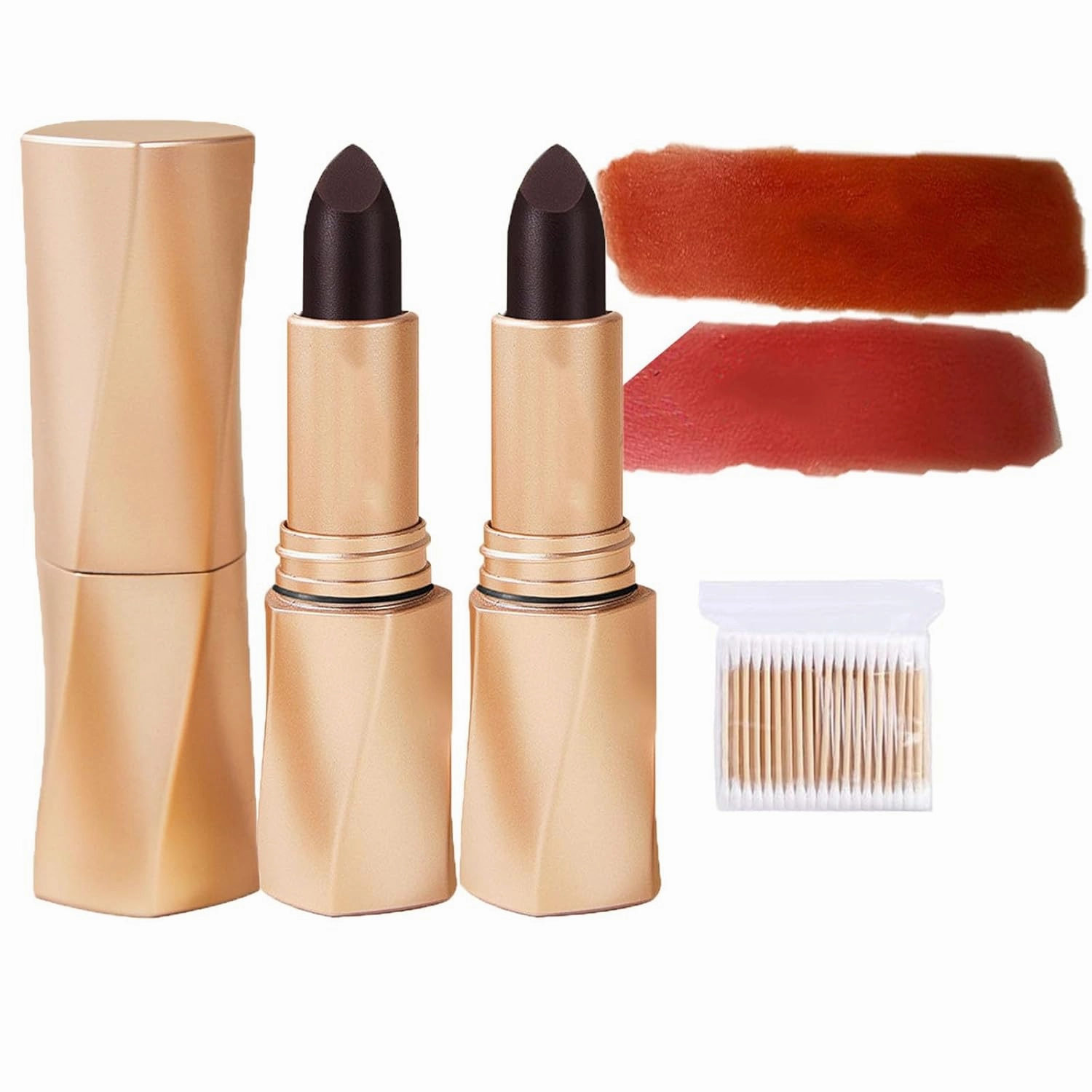 Swarous Multi-Functional Long-Lasting Color Lipstick, Matte Lip Lipstick, Black Luxury Velvet Non-Stick Cup Lipstick, Waterproof Lipstick Makeup, Natural Lip Stain Gloss (#1  #4, one size)
