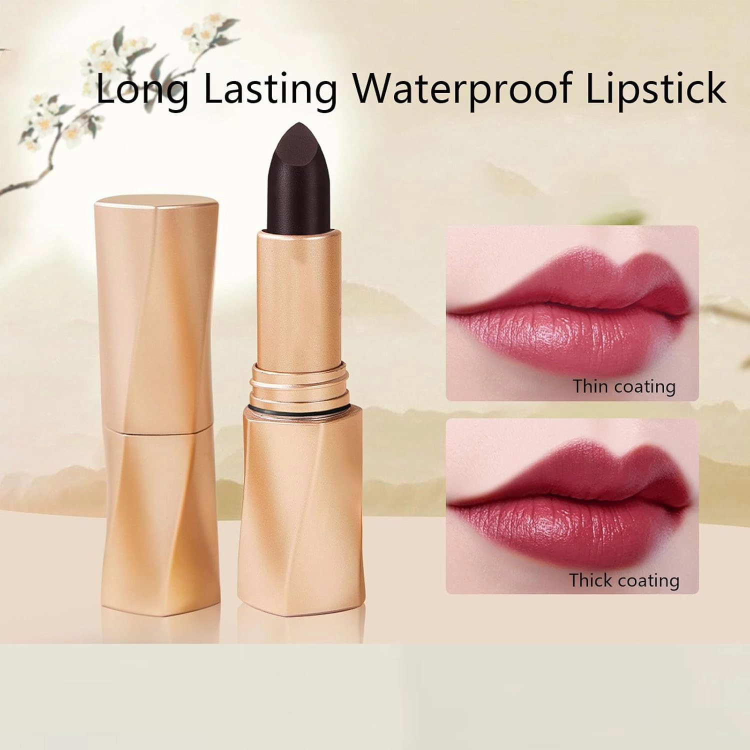 Swarous Multi-Functional Long-Lasting Color Lipstick, Matte Lip Lipstick, Black Luxury Velvet Non-Stick Cup Lipstick, Waterproof Lipstick Makeup, Natural Lip Stain Gloss (#1  #4, one size)
