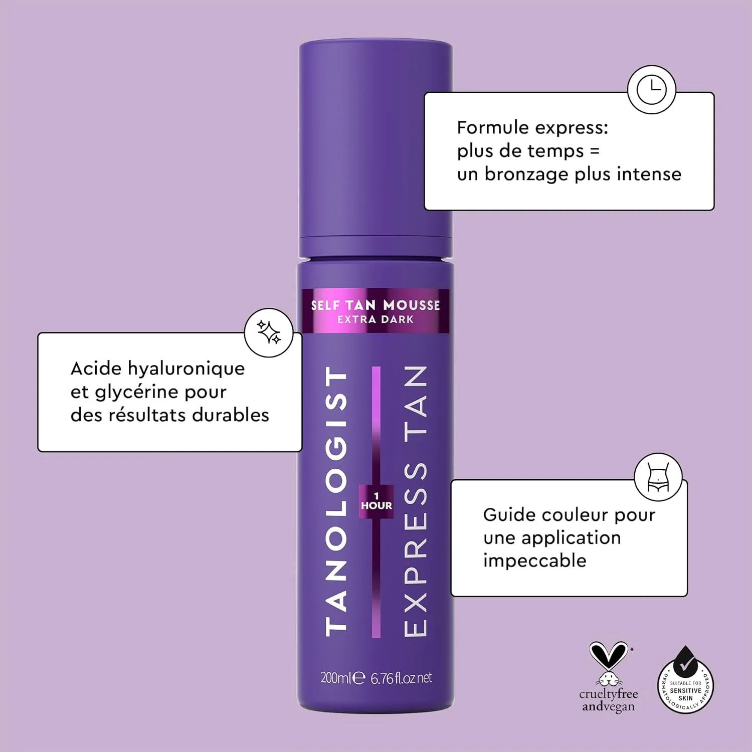 Tanologist Extra Dark Self Tan Mousse, Clear Self-Tanning Mousse, Streak-Free, Natural Glow, No Fake Tan Smell, Long Lasting, Clean Ingredients, 6.76 fl. oz/200 ml Bottle