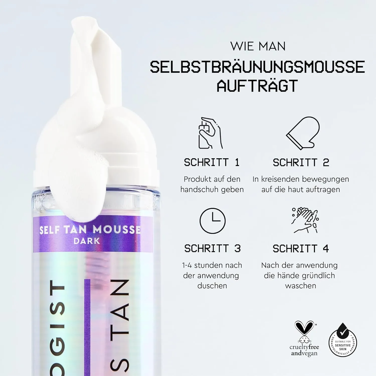 Tanologist Extra Dark Self Tan Mousse, Clear Self-Tanning Mousse, Streak-Free, Natural Glow, No Fake Tan Smell, Long Lasting, Clean Ingredients, 6.76 fl. oz/200 ml Bottle