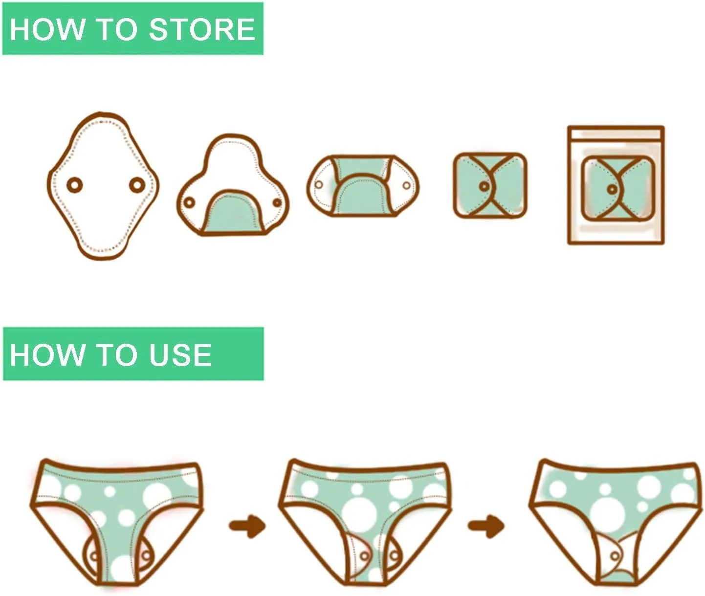 Teamoy 10pcs Cloth Panty Liners, Reusable Sanitary Pads with Wet bag, Washable Cloth Menstrual Pads with Charcoal Absorbency Layers (Country Style, 3pcs×7.9'' 4pcs×10'' 3pcs×11.6''), 11 Piece Set