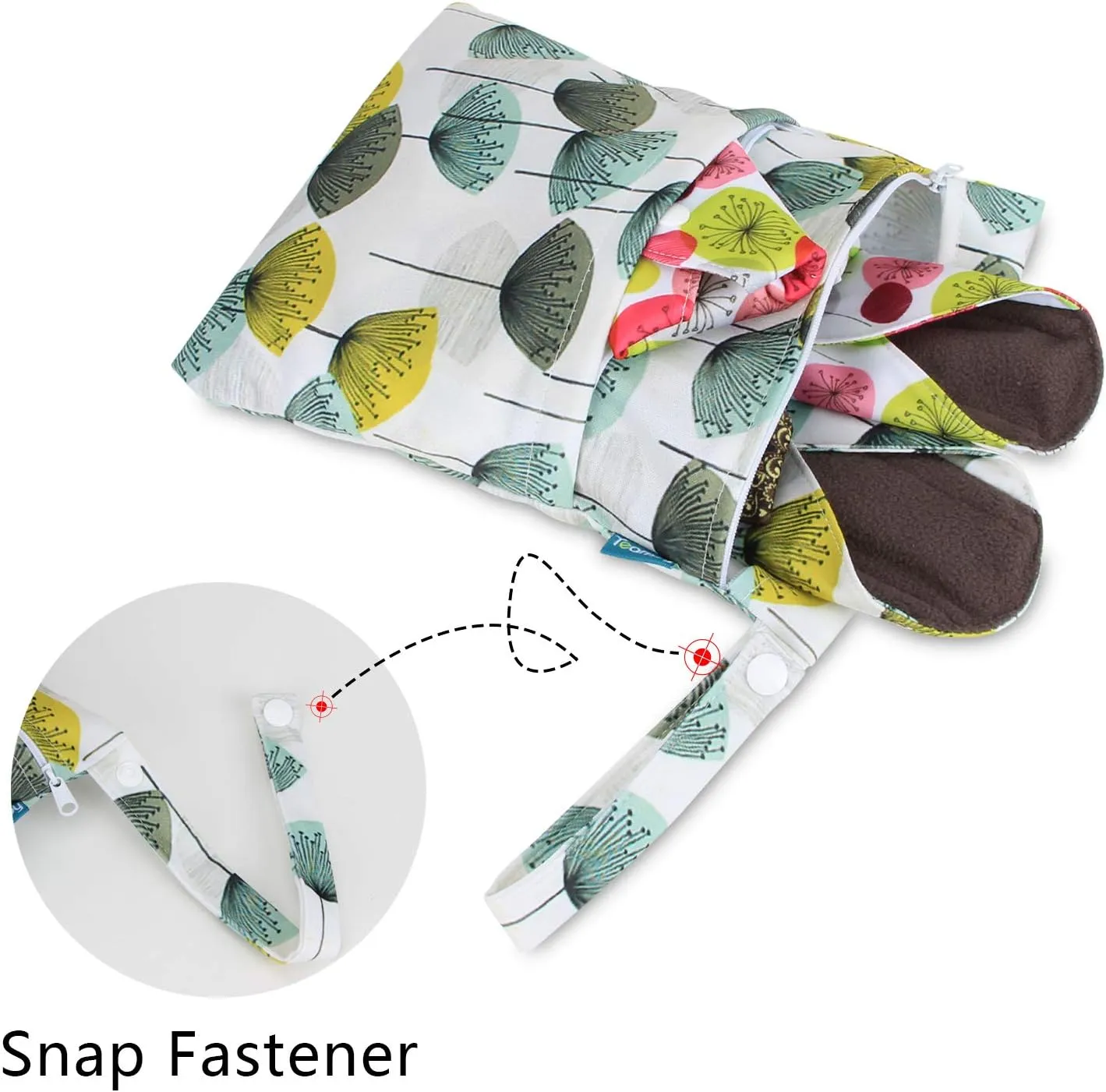 Teamoy 10pcs Cloth Panty Liners, Reusable Sanitary Pads with Wet bag, Washable Cloth Menstrual Pads with Charcoal Absorbency Layers (Country Style, 3pcs×7.9'' 4pcs×10'' 3pcs×11.6''), 11 Piece Set