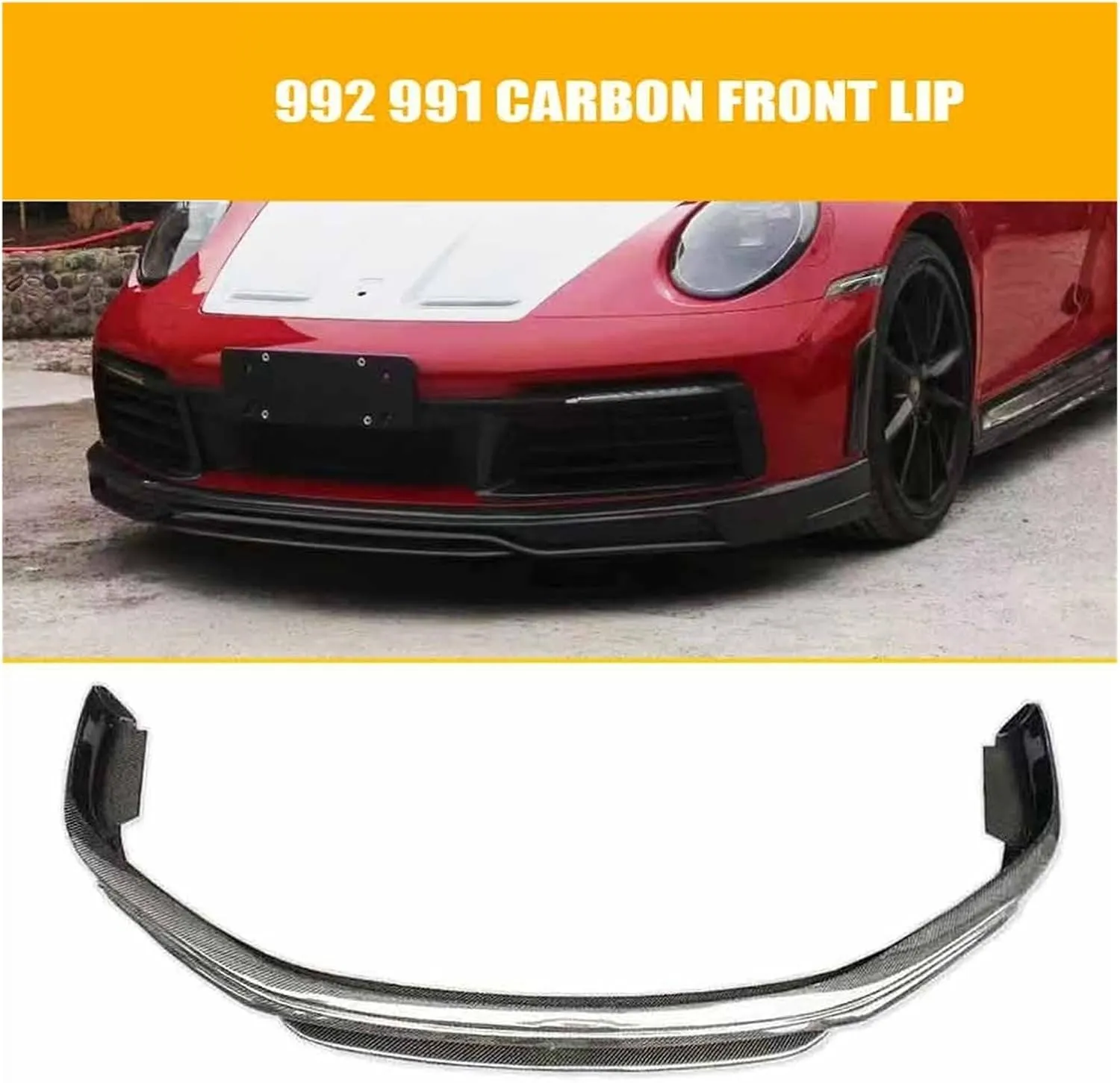 TECHART Style Carbon Fiber Front Lip Compatible for Porsche 992 911 2019-UP Front Bumper Chin Spoiler Splitter Body Kit(Glossy Carbon)