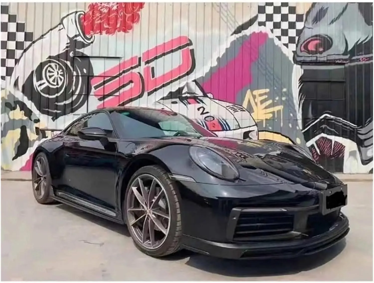 TECHART Style Carbon Fiber Front Lip Compatible for Porsche 992 911 2019-UP Front Bumper Chin Spoiler Splitter Body Kit(Glossy Carbon)