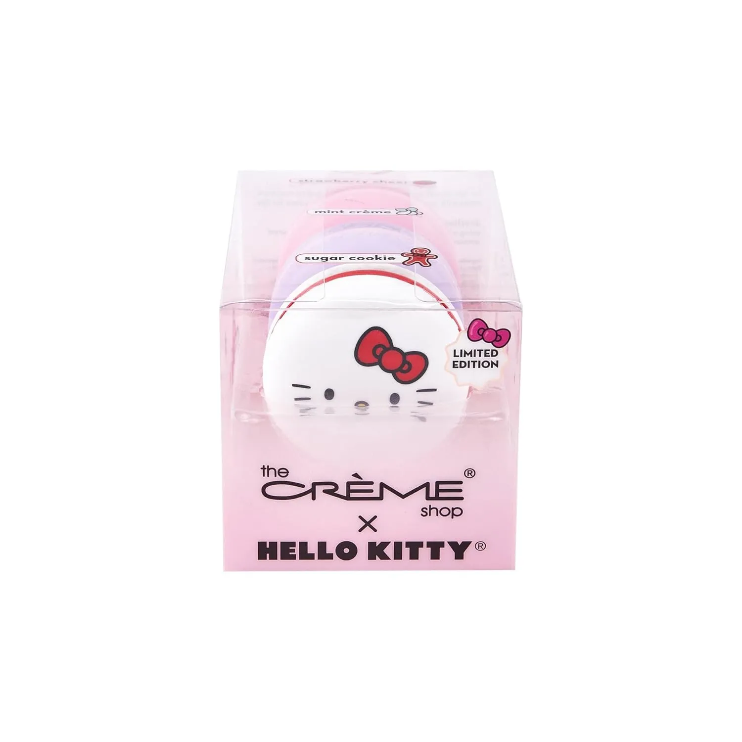 The Créme Shop x Hello Kitty Holiday Kisses Lip Balm Trio - Moisturizing Lip Balm for Dry Lips, Vitamin E and Shea Butter, Stocking Stuffers (Strawberry Cheer, Mint Crème & Sugar Cookie)