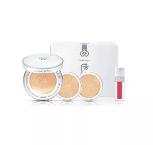 The Whoo Radiant Moisture Cushion Foundation Special Set #21/13g   2 Refill   Liquid Lip Rouge #18 Rose Pink 2.1g. Intensively Hydrating for Moisturizing and Soothing skin. Made in Korea