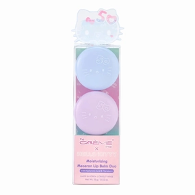 The Crème Shop x Hello Kitty Plumping Moisturizing Macaron Lip Balm, Hydrating Korean Lip Balm, 50th Year Anniversary Limited Edition Duo Lip Moisturizer in Cool Mint & Acai Berry, Korean Skin Care