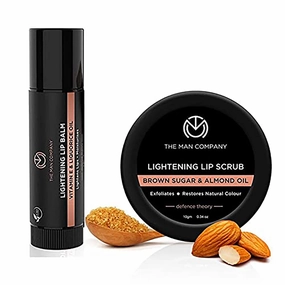 The Man Company Lip Care Combo Lip Scrub & Lip Balm for Dry/Chapped Lips | Lightening & Brightening Dark Lips | Damaged Lips | Soft, Supple