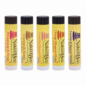 The Naked Bee Lip Balm Sampler - Coconut & Honey, Orange Blossom, Pomegranate & Honey, Grapefruit Blossom, Lavendar & Beeswax Absolute Set - Moisturizing Lip Balm to Nourished Chapped Dry Lips