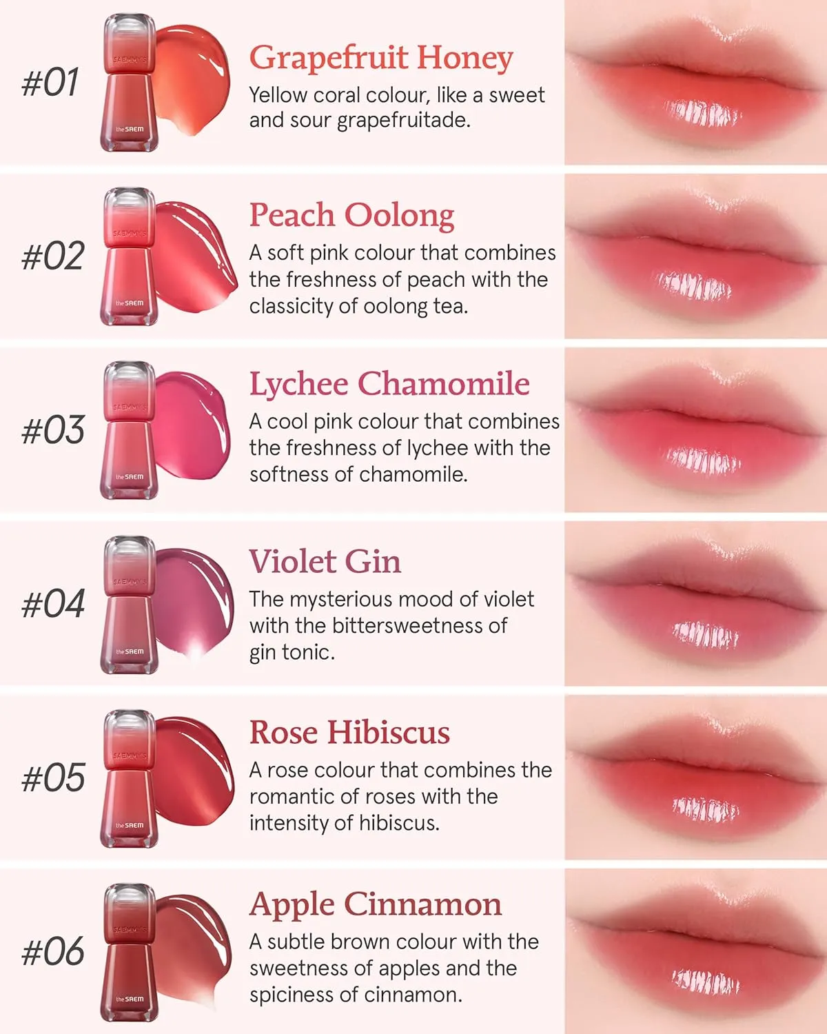 THESAEM Saemmy's Ade Shot Tint (03, 05) - Korean Lip Titnt, Water Gel Lip Stain with Plump Glowy Moisturizing Finish, Buildable Radiant Gloss, Long-Lasting Comfort, 0.1 fl.oz.