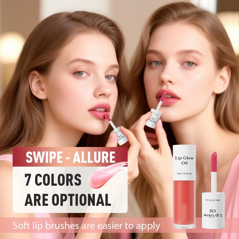 Tinted Lip Glow Oil - For Lush, Hydrated Lips with a Natural Glow,Sticky Long-Lasting Shiny Fruit Flavor Lip Stain,Moisturizing Plumping Revitalizing for Dry Lips (07#Coconut, 2 PCS)
