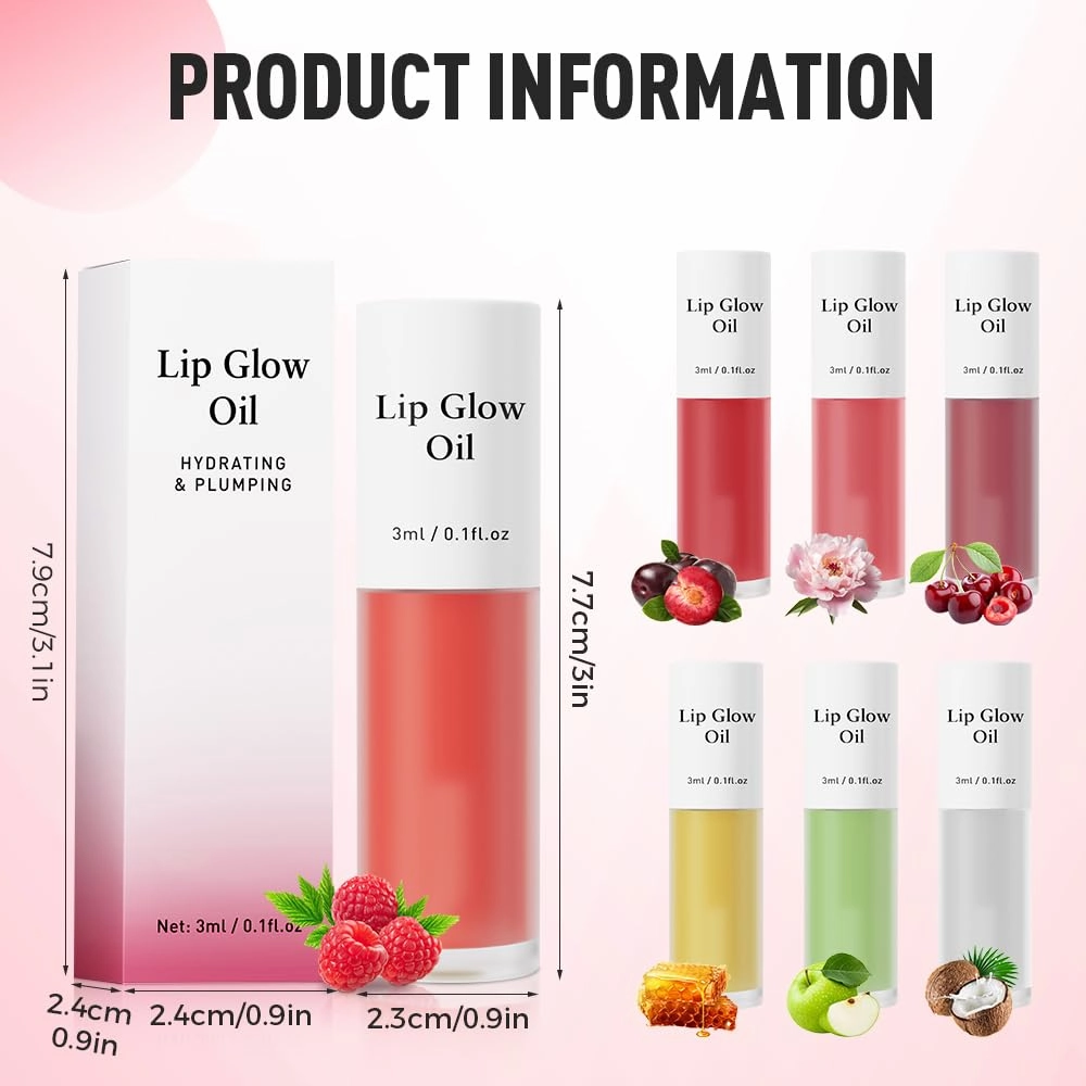 Tinted Lip Glow Oil - For Lush, Hydrated Lips with a Natural Glow,Sticky Long-Lasting Shiny Fruit Flavor Lip Stain,Moisturizing Plumping Revitalizing for Dry Lips (07#Coconut, 2 PCS)